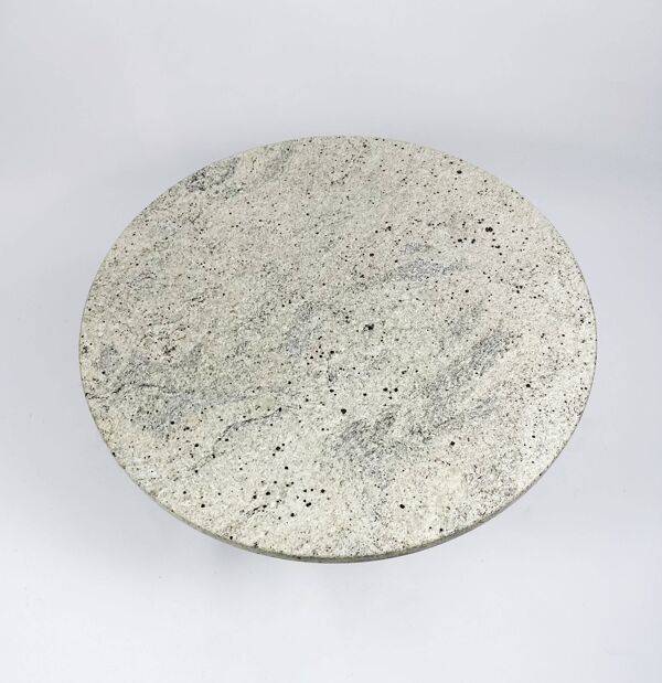 Table basse ronde en granit blanc vintage des années 1970