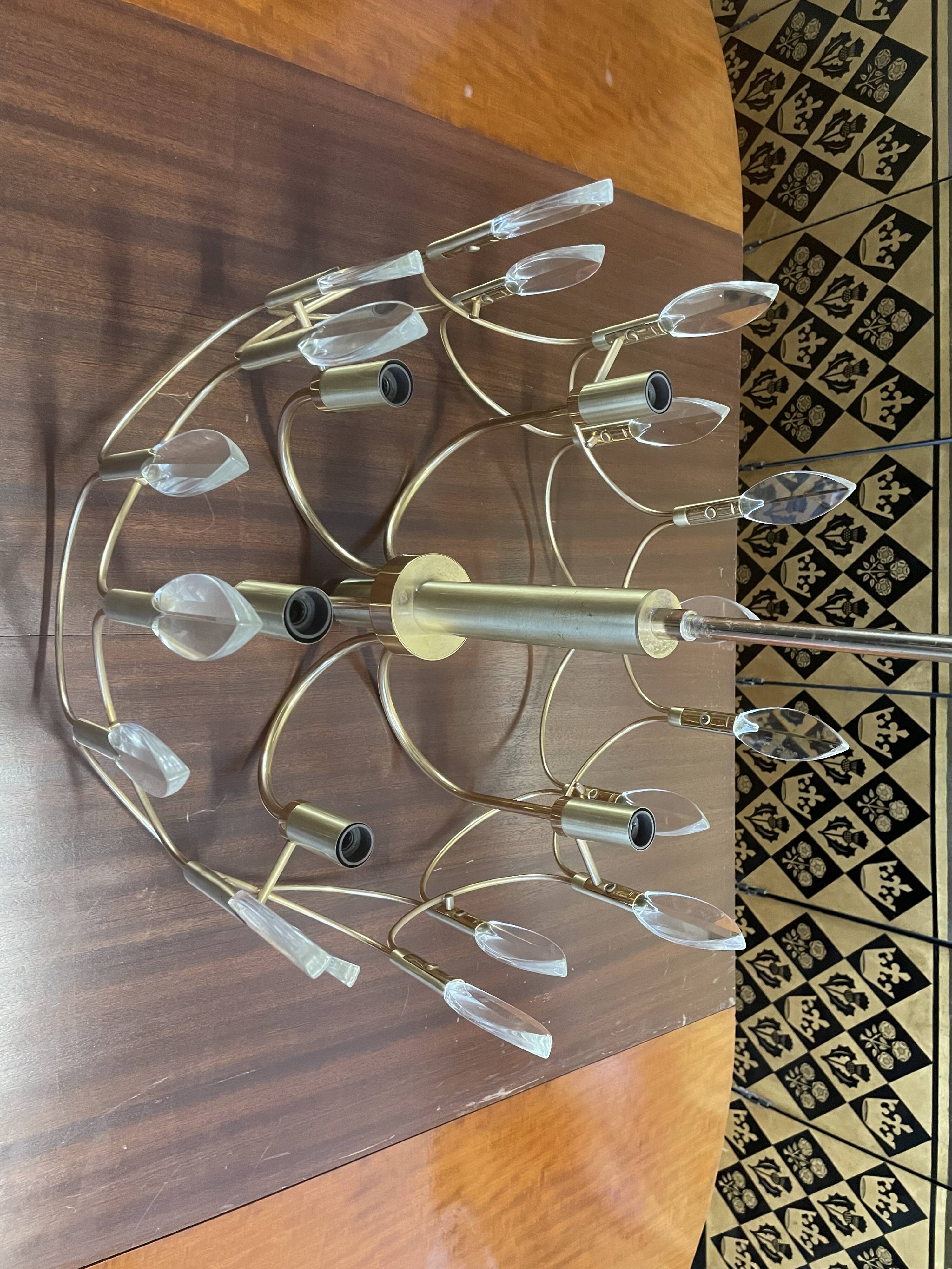 Brass and glass chandelier by Gaetano Sciolari