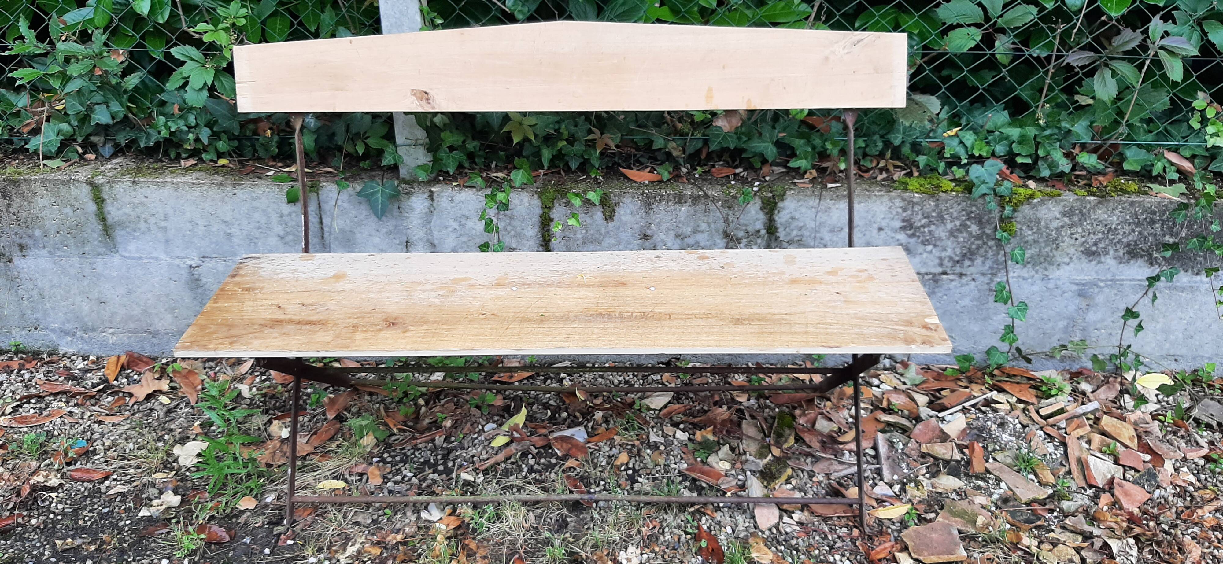 wooden and metal garden bench