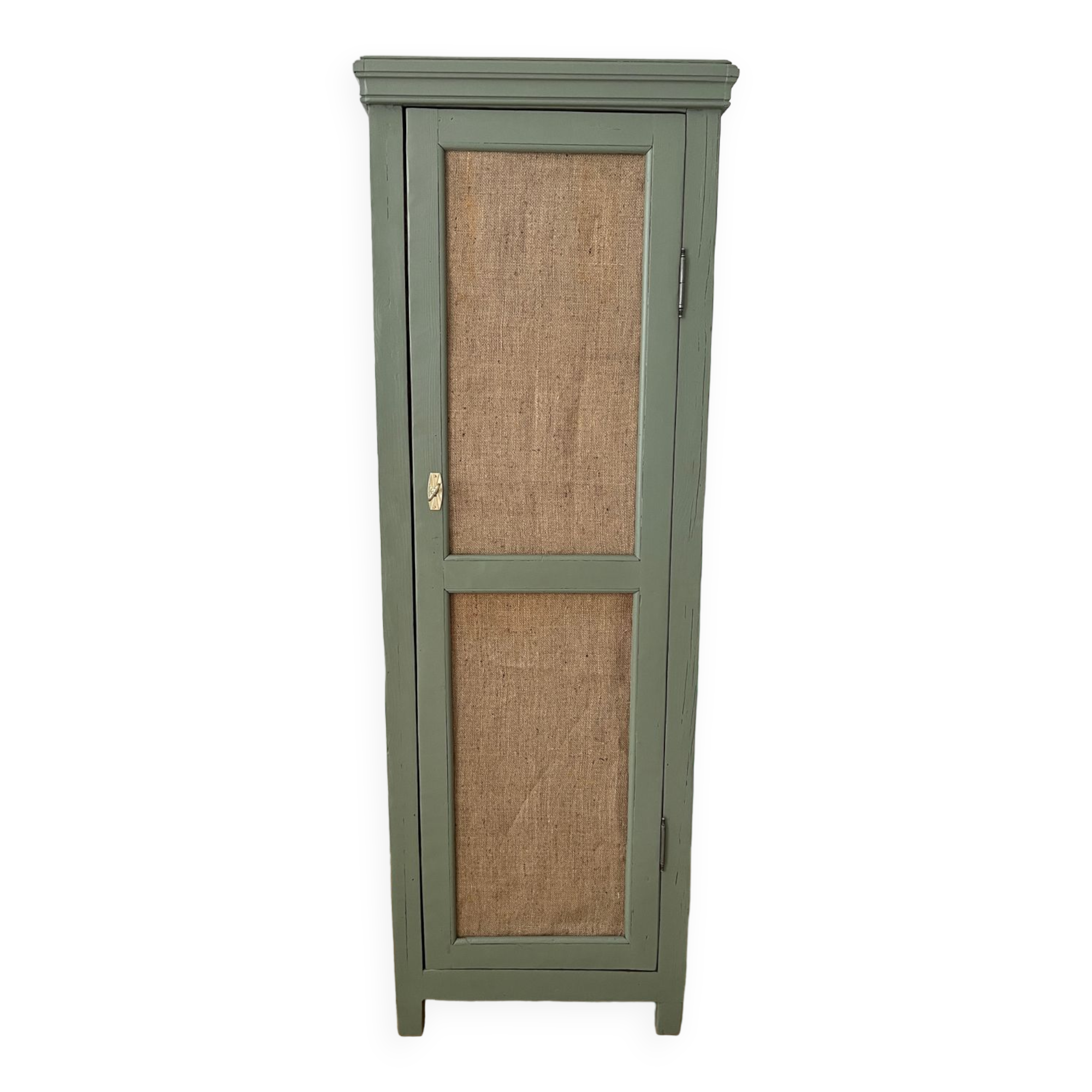 Small green cupboard celadon and jute