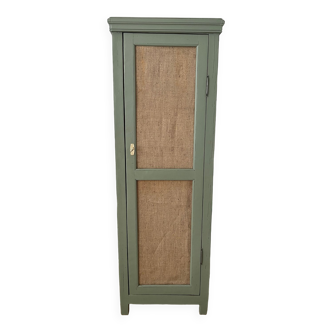 Small green cupboard celadon and jute