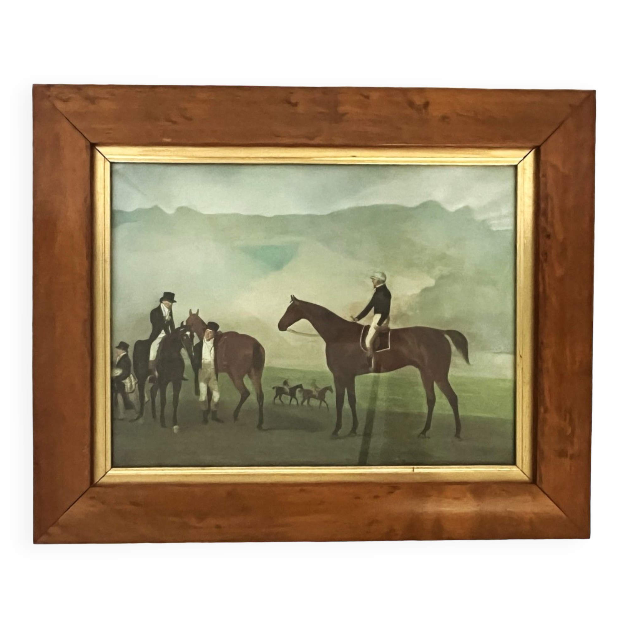 English watercolor reproduction of 20th century equestrian horse