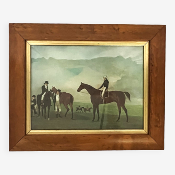 English watercolor reproduction of 20th century equestrian horse