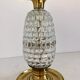 Italian mid-century table lamp with brass and creased murano glass