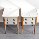 Pair of vintage 1950s mirrored bedside tables