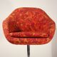 Vintage hull chair, multi-coloured floral fabric, Germany 1970s