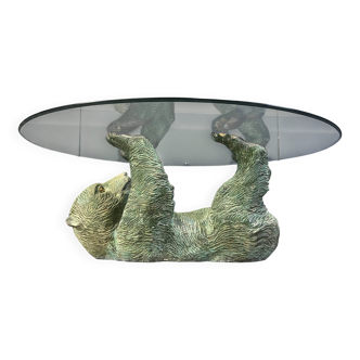 Vintage brass bear coffee table, 1970s