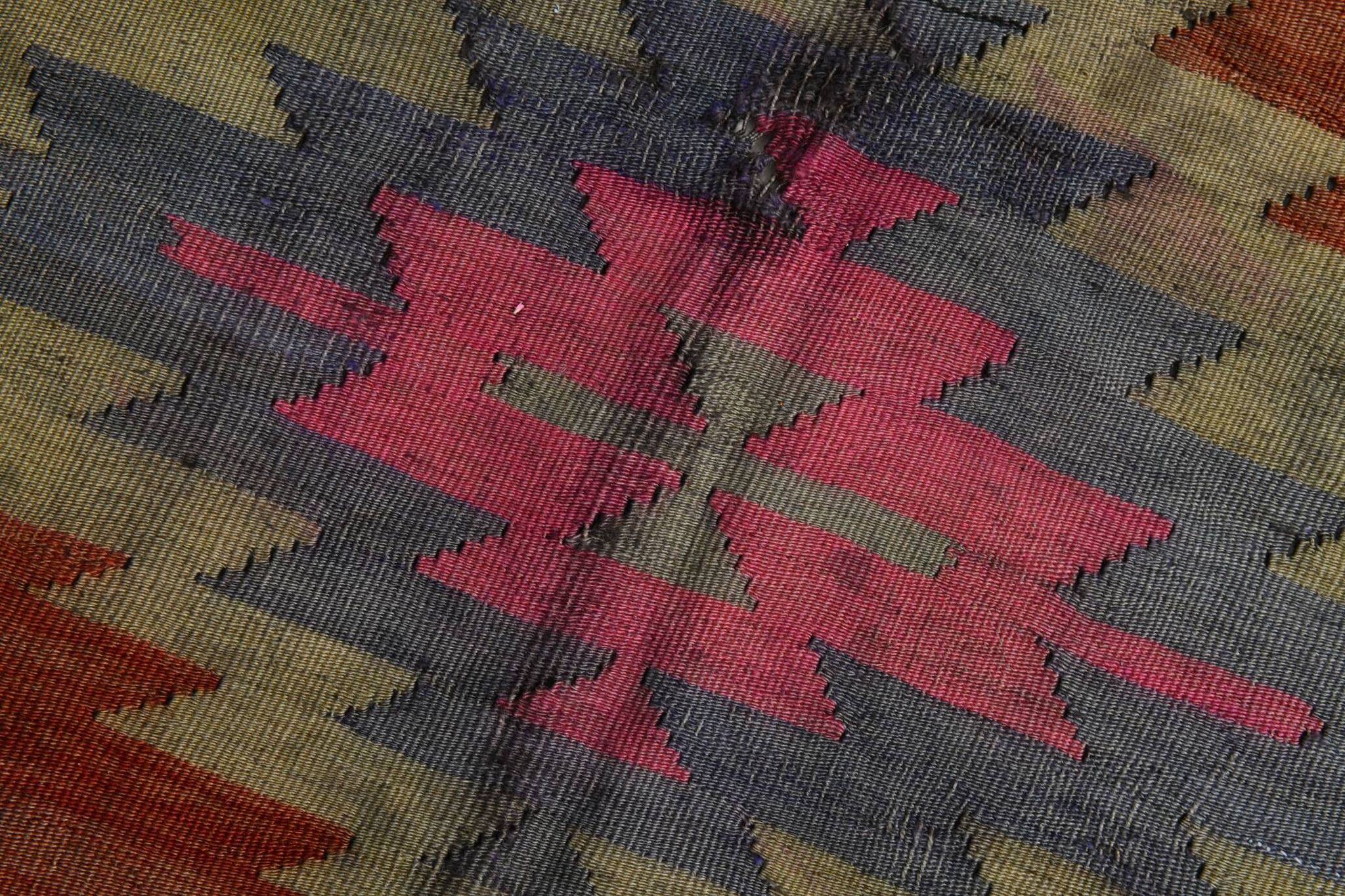 Tapis Kilim Anatolien Vintage – Rayures Ethniques, Tissé Main , 176x242 Cm