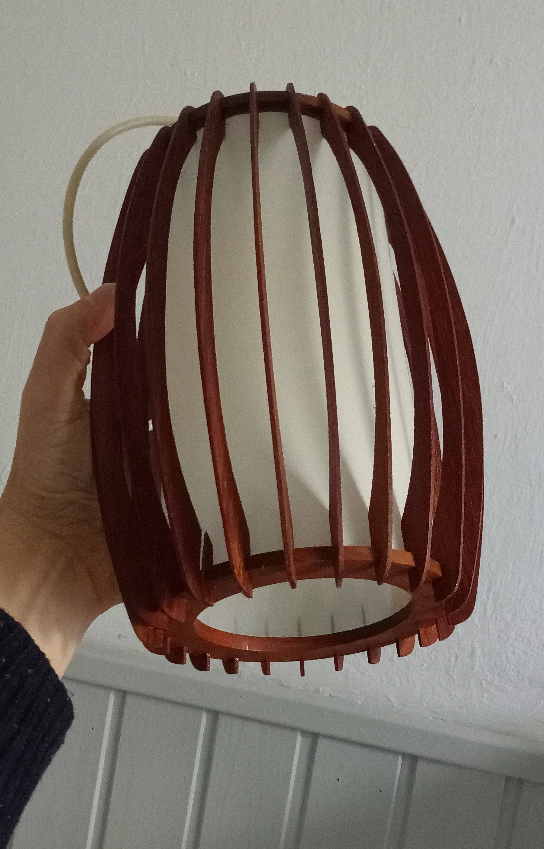danish ceiling lamp in teak and paper from the 60s