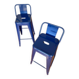 Pair of blue Tolix high chairs