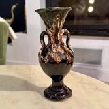 Vallauris Brown and Blue Vase in vintage ceramic
