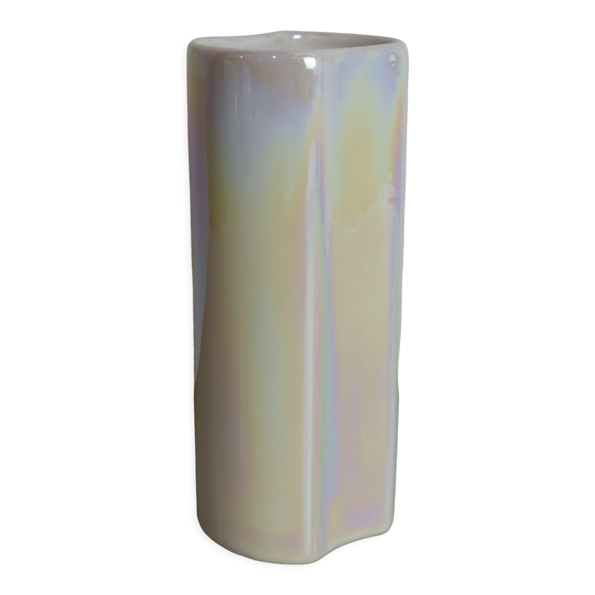 Iridescent white vase
