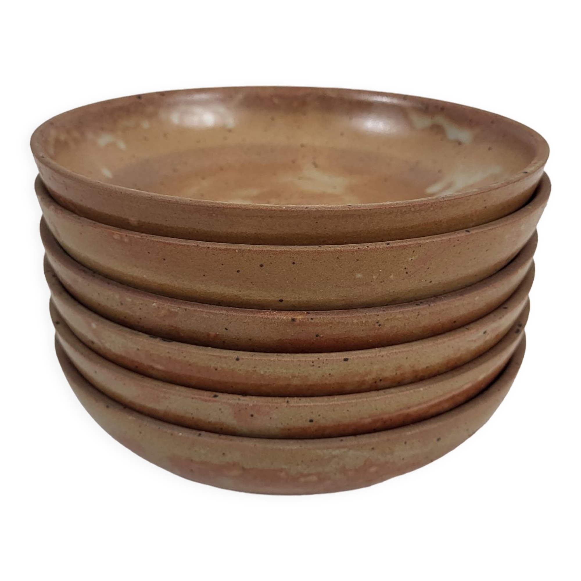 Set of 6 hollow plates in Puisaye stoneware