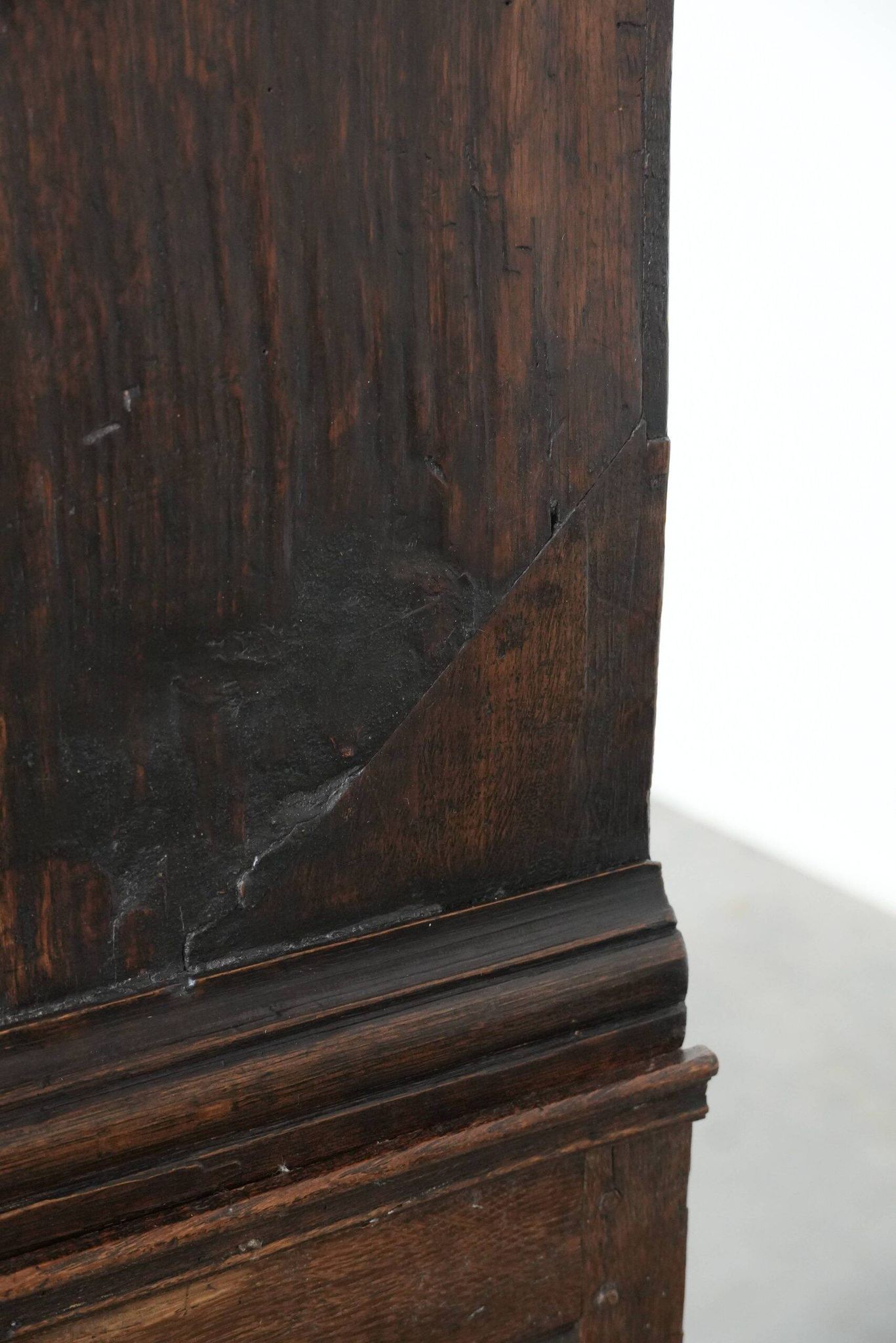 Unique antique English cabinet on stand made of oak from the 17th century