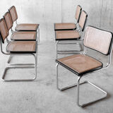 Set of 6 black Cesca B32 chairs by Marcel Breuer