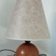 Table lamp foot ball light wood, lampshade ecru paper, 1970's