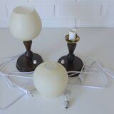 Pair of Vintage Bedside Lamps Wooden Rustic Desk Lights 1960's