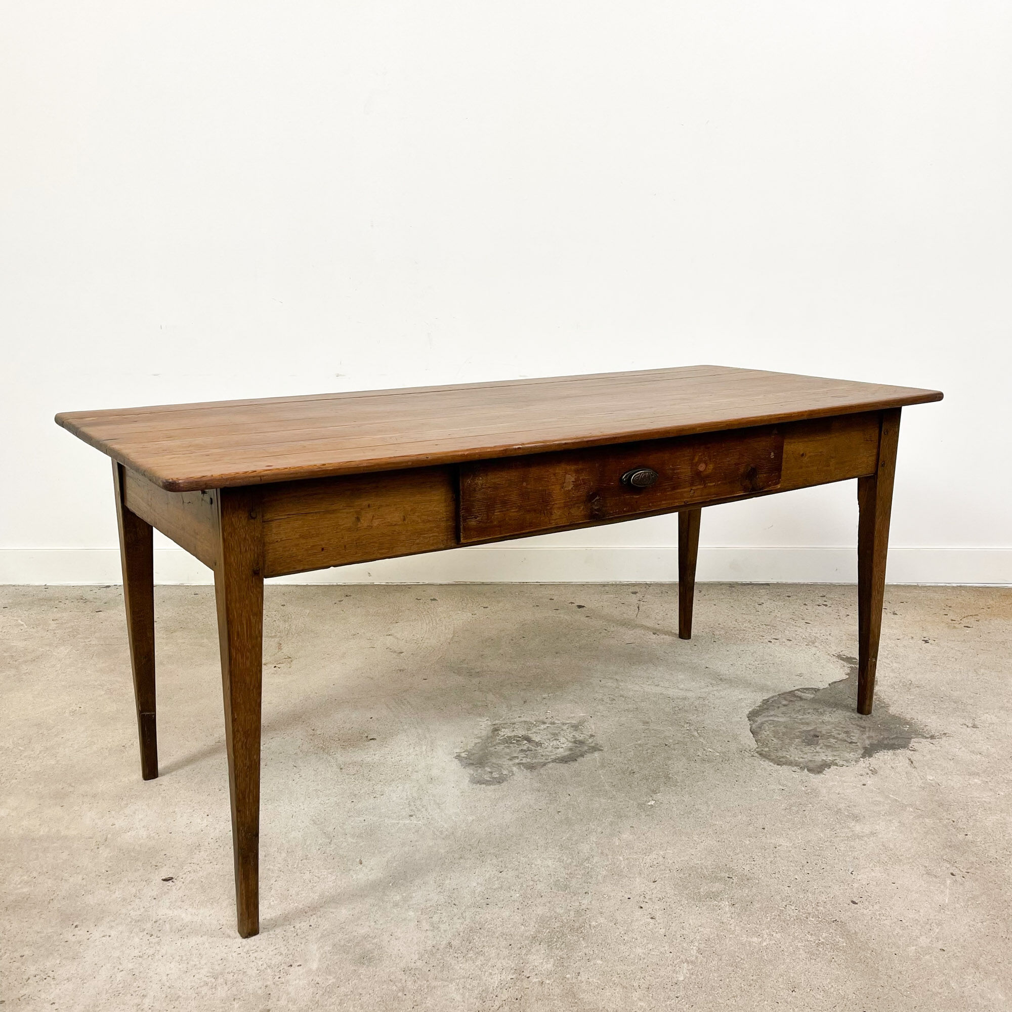 French antique dining table oak and pine