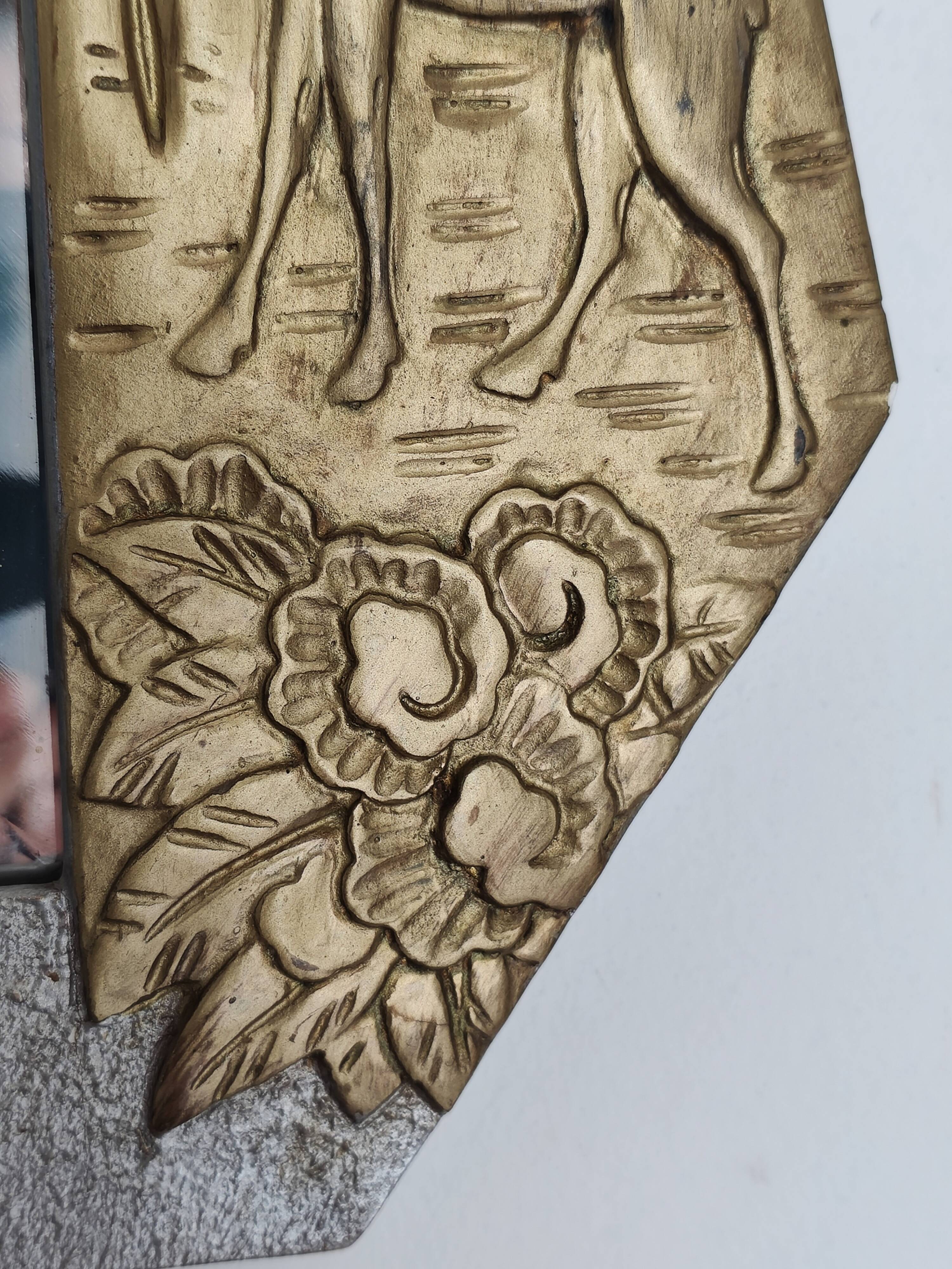 Art Deco wooden mirror with bevelled glass