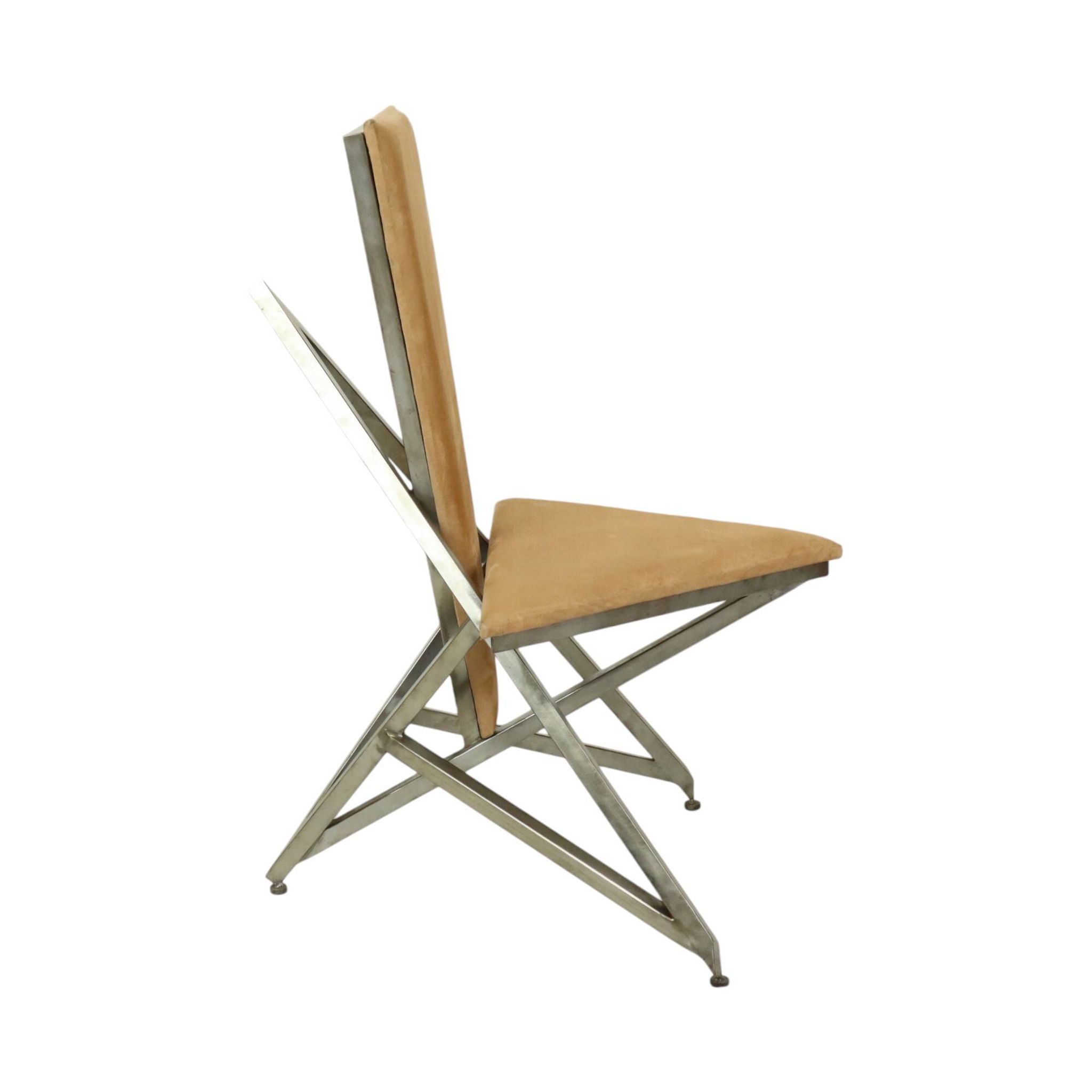 Unique Design Chair Art Object Handmade Metal Velvet