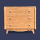 Art Deco chest of drawers in raw oak