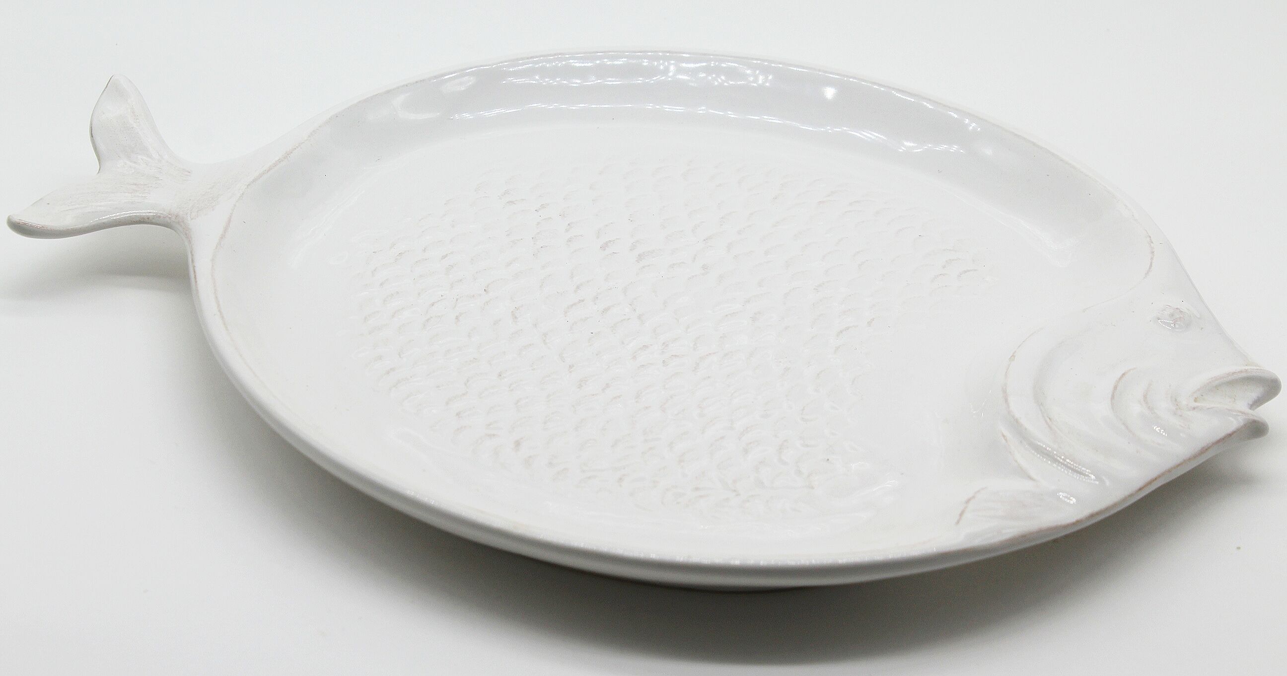 Large dish white ceramic fish