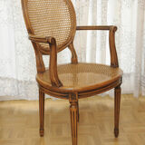 Armchair in wood and caning
