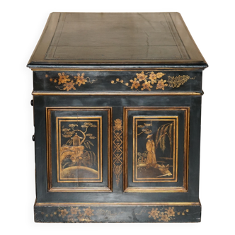 Chinese Bureau Chinoiserie 19th Century Napoleonic Leather