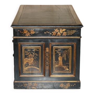 Chinese Bureau Chinoiserie 19th Century Napoleonic Leather