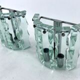 Set of two cut glass sconces by Zero Quattro, Italy 1970s