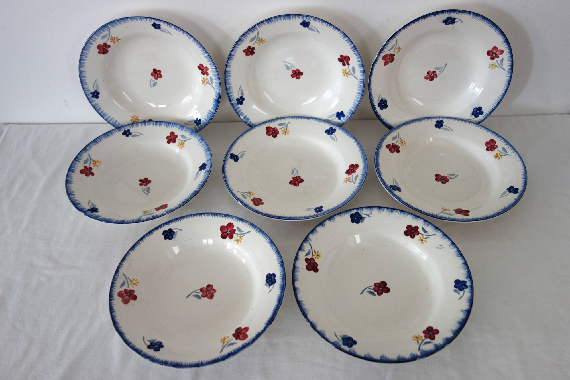 8 vintage soup plates, Mary-Lou model, Digoin Sarreguemines