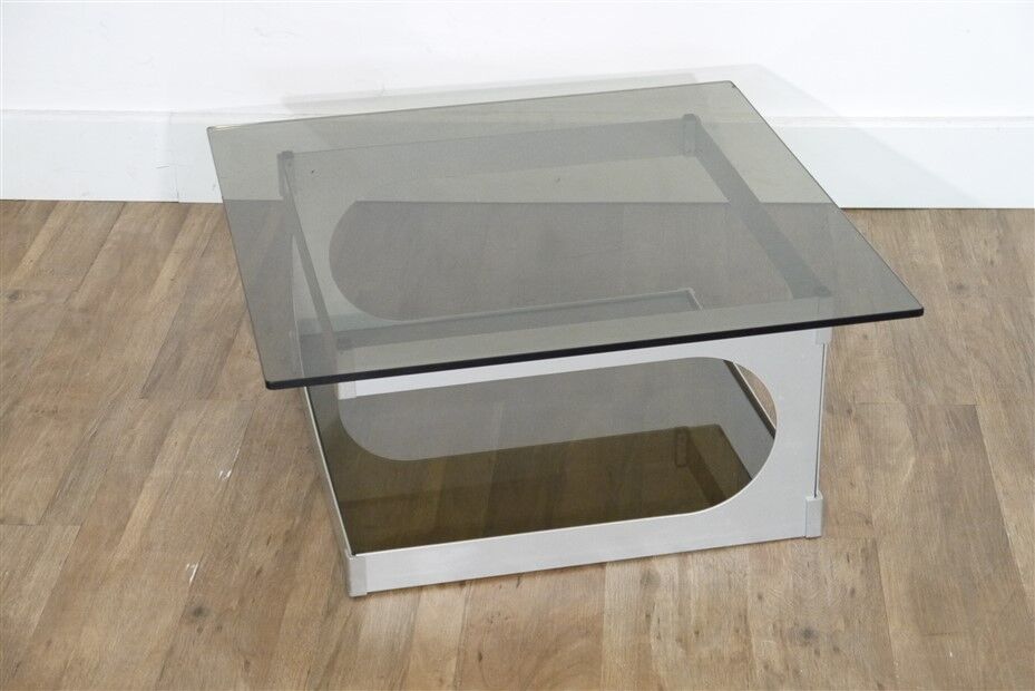 Aluminum and glass coffee table by Pierre Vandel 1970