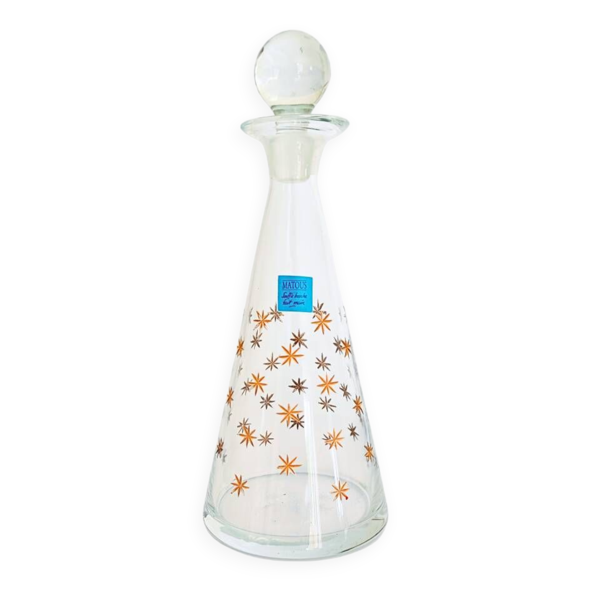 Carafe soufflée à la bouche et gravée étoile, Matous Bruges