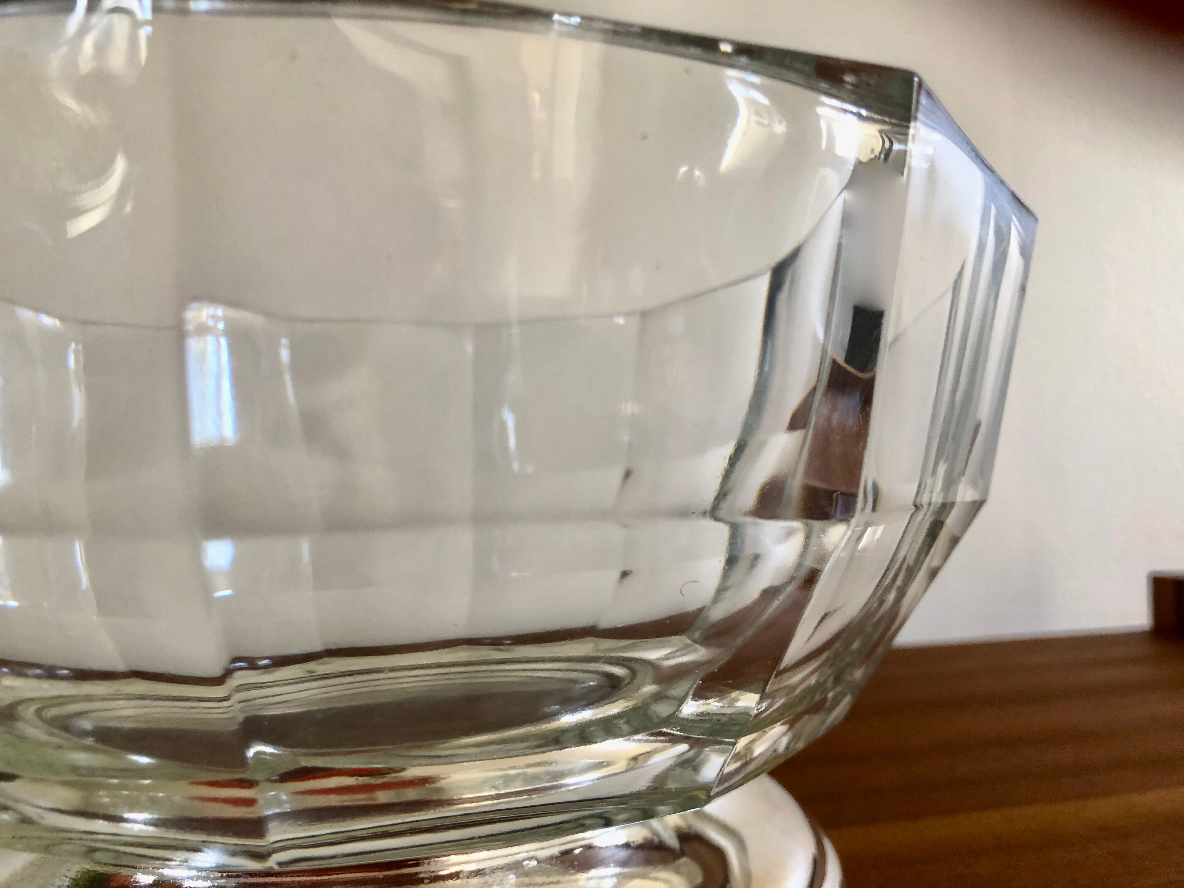 Italian salad bowl crystal silver 1970