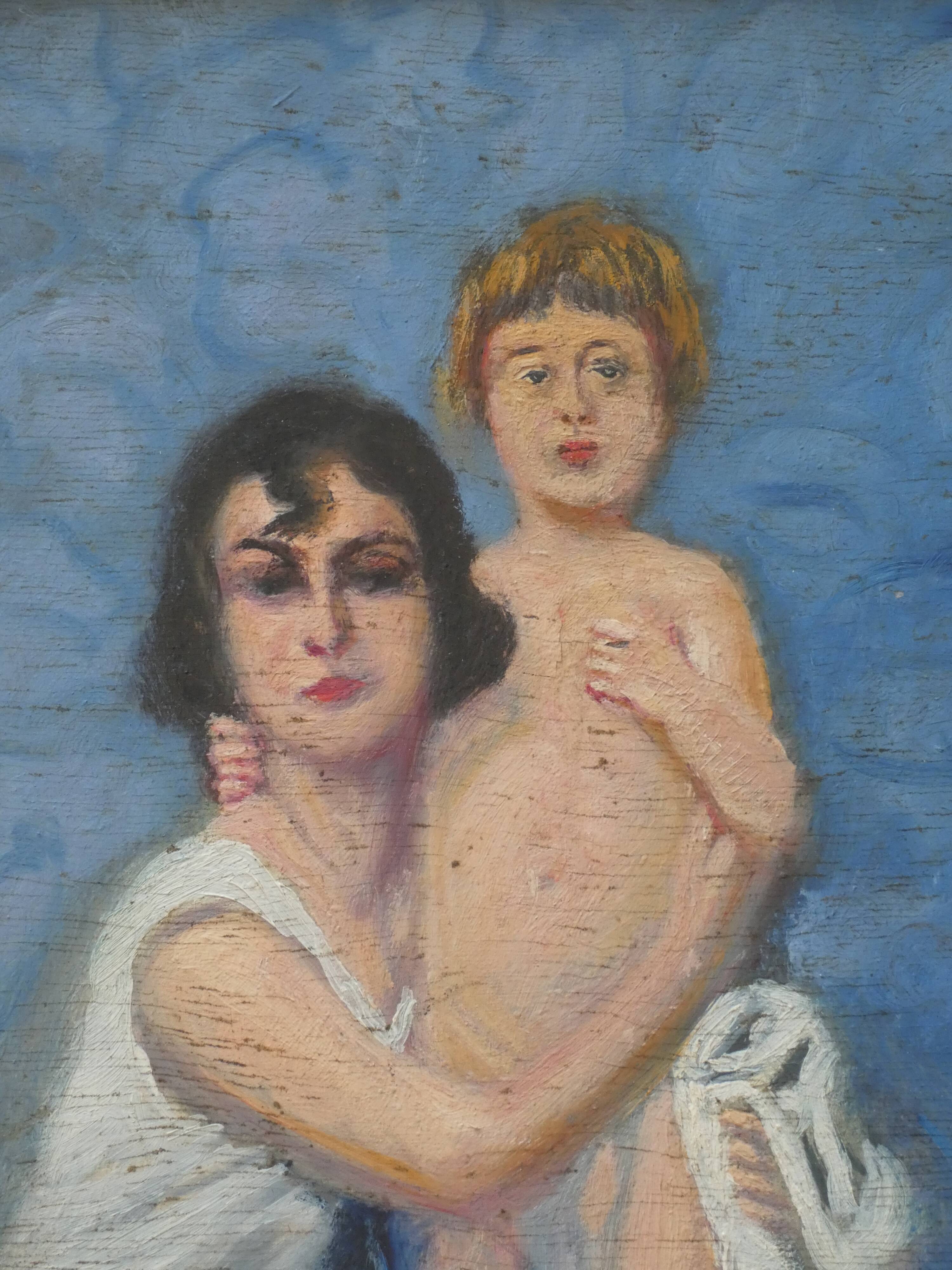 Portrait painting of a woman and child