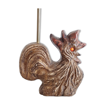 Pied de lampe coq en céramique vintage années 60-70 signé