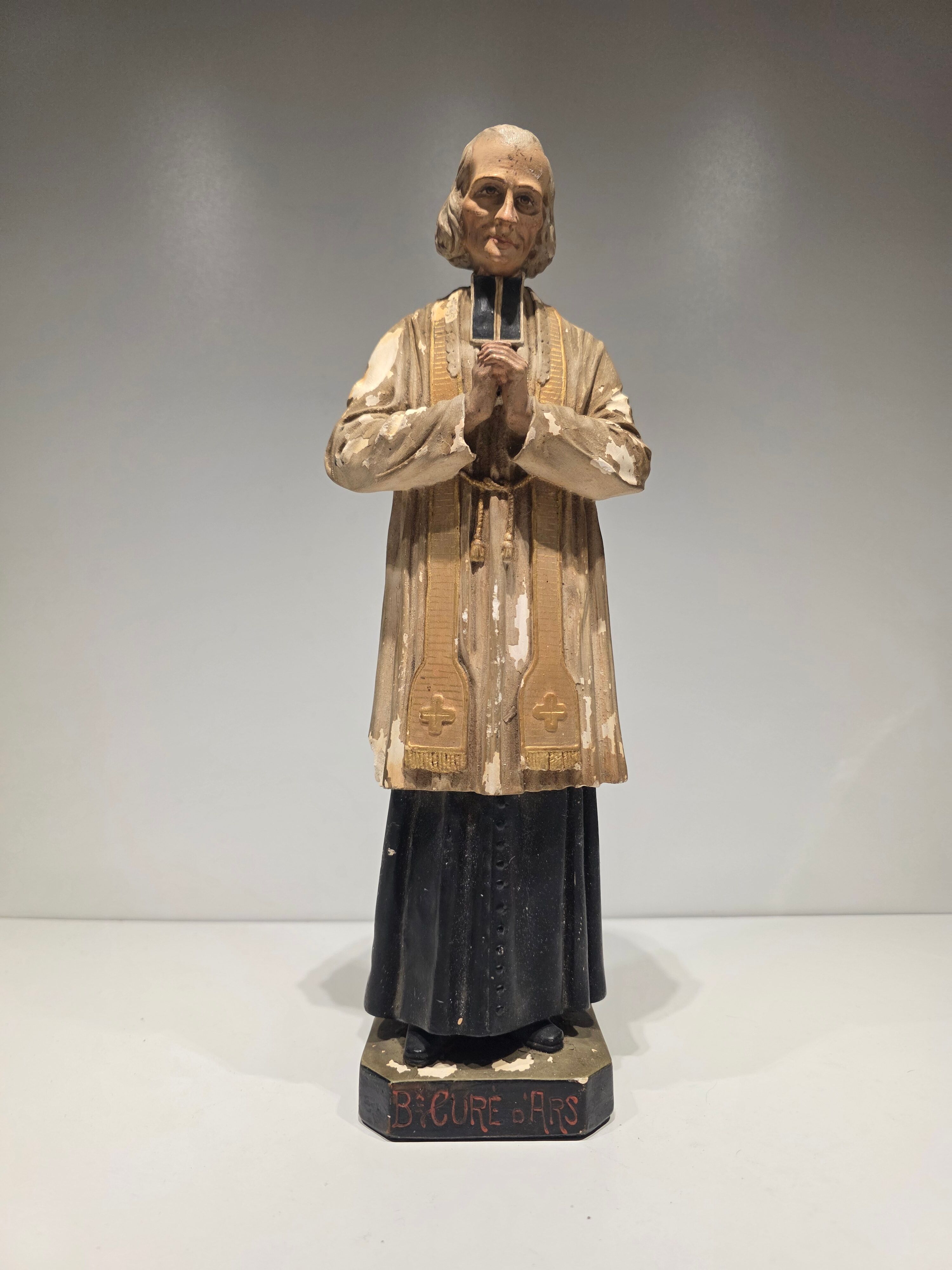 Religious Statuette of Saint John Vianney in plaster