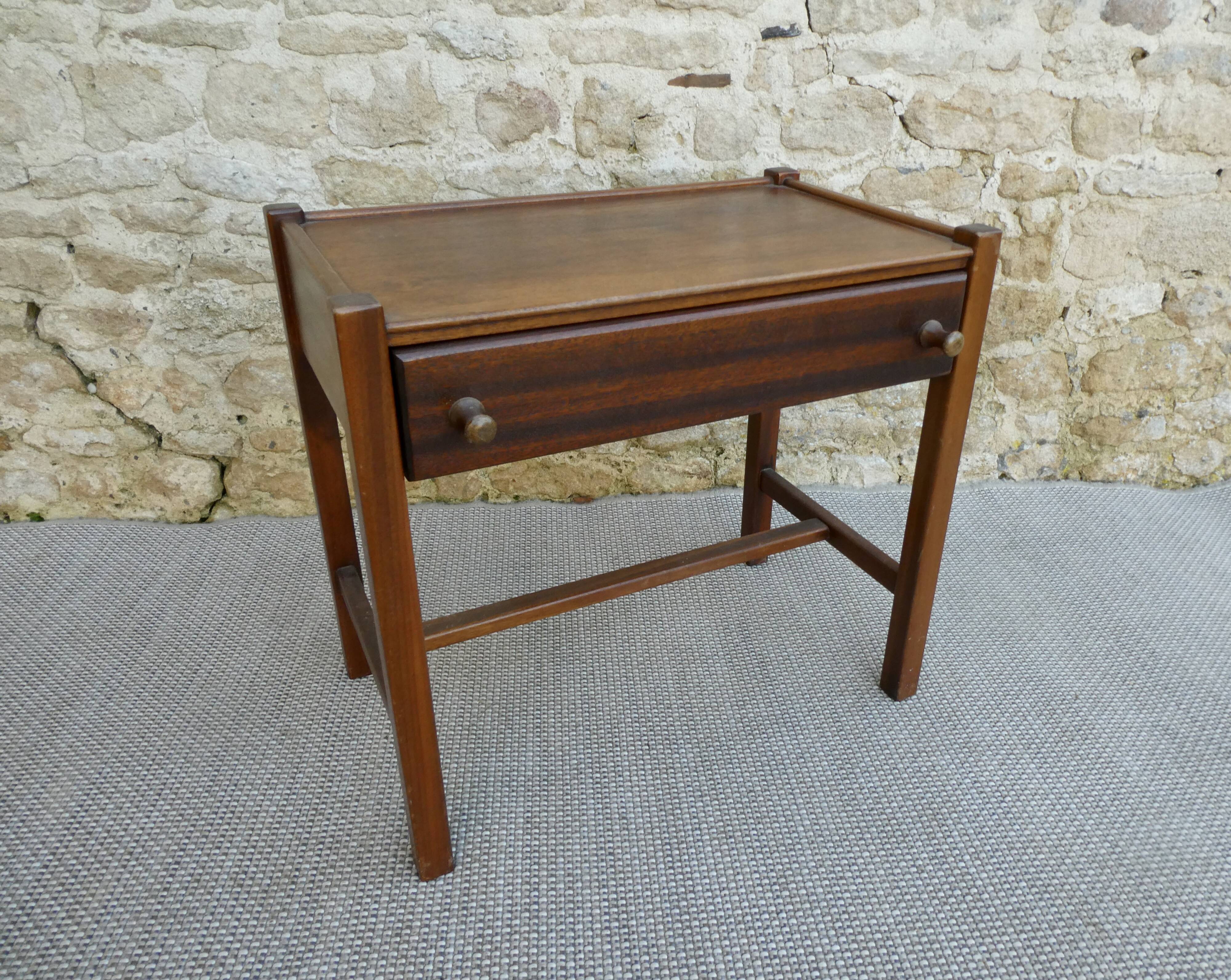 Dark wood bedside table from the 60s, Scandinavian style