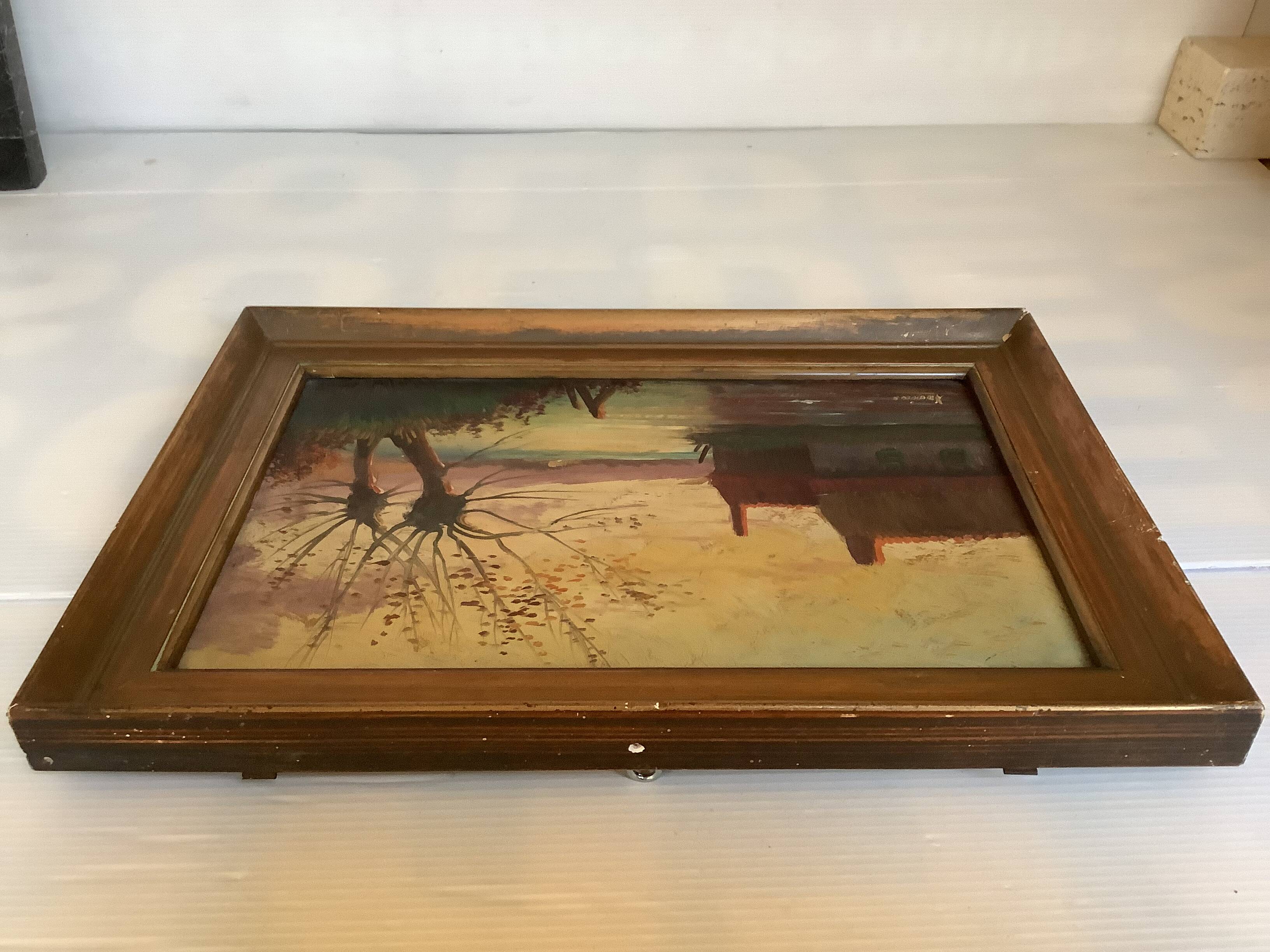 Small autumn landscape painting signed