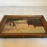 Small autumn landscape painting signed