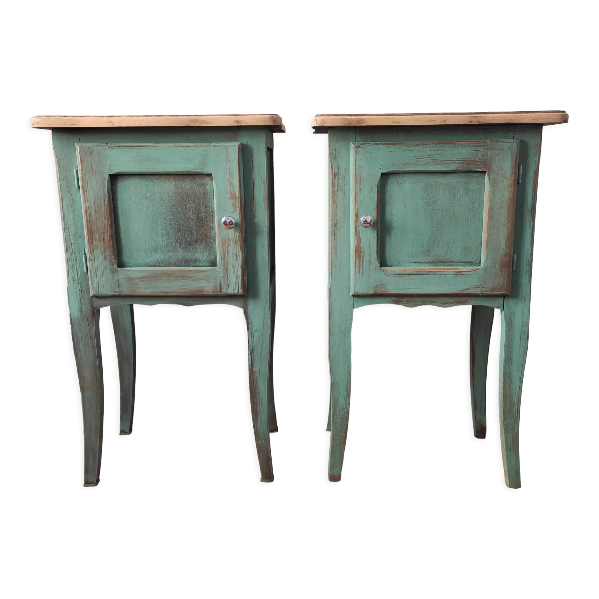 Pair of weathered bedside tables