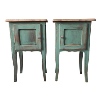 Pair of weathered bedside tables