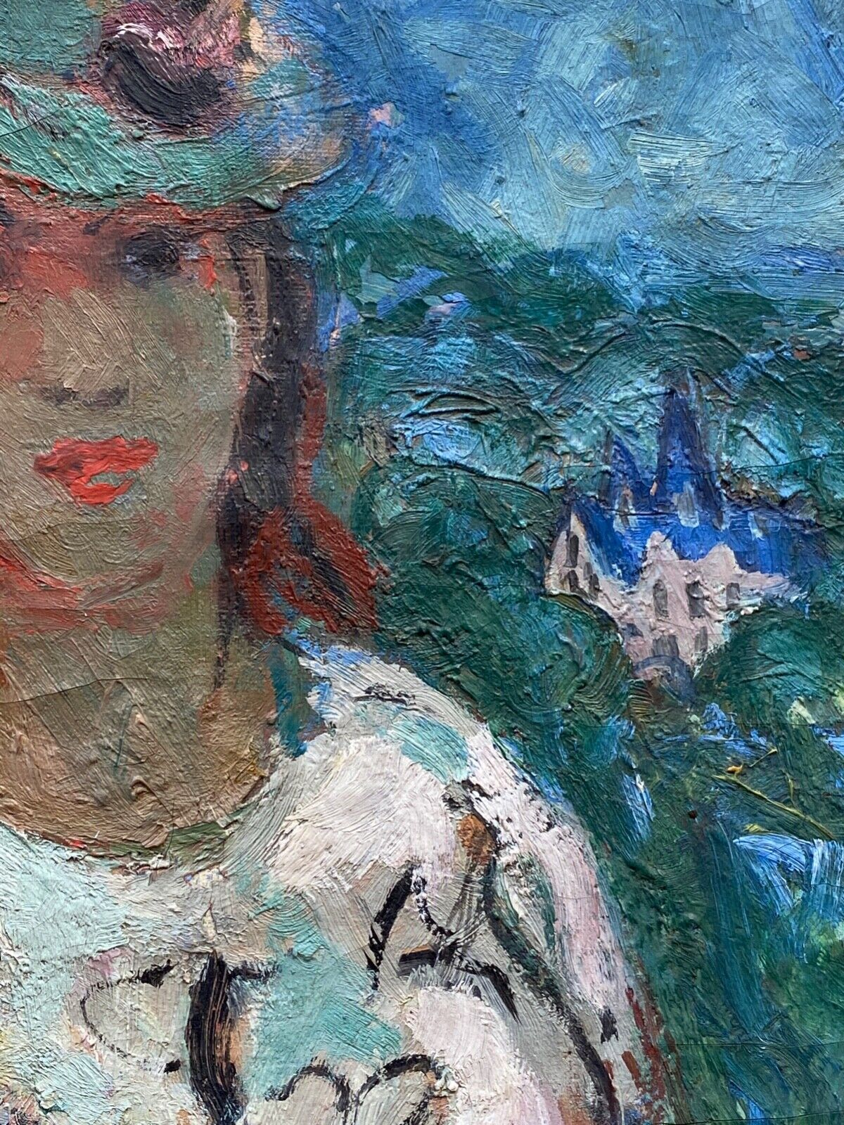 Oil on canvas by Pierre Monteret Three women twentieth
