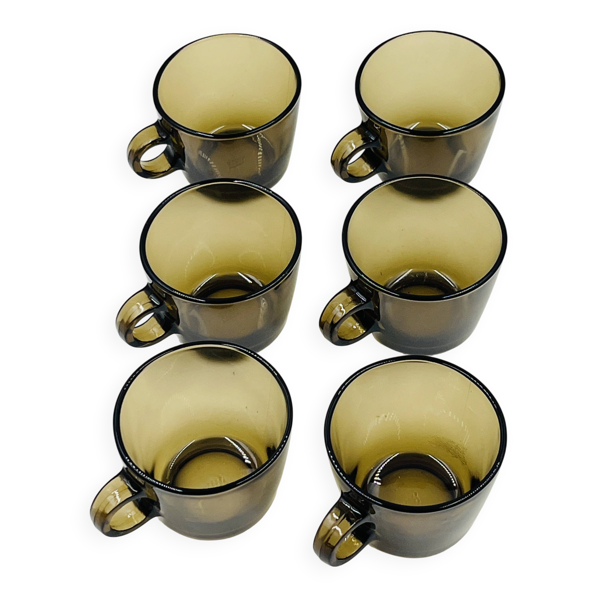 Lot of 6 Vintage Amber Glass Service Station Cups