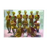 Photo d’une équipe de foot, Rajasthan vers 1920, photographie ancienne colorée