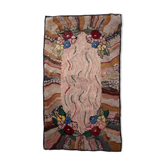 Handmade american hooked antique rug 100cm x 174cm 1880s