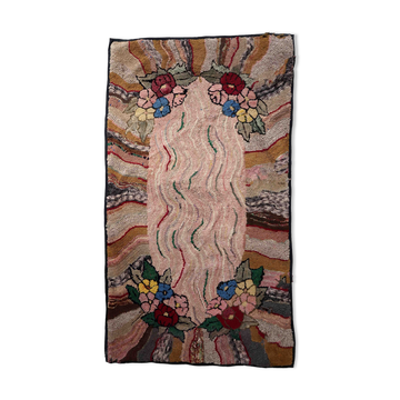Handmade american hooked antique rug 100cm x 174cm 1880s