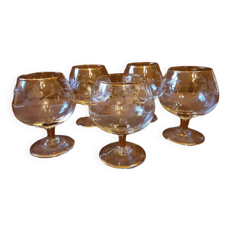 Set of 5 crystal digestive glasses