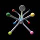 Chrome Parrot Coat Rack with Multi-Colored Balls – 1980s
