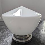 Art Deco globe building Skyscraper ceiling light in white opaline glass, 1920